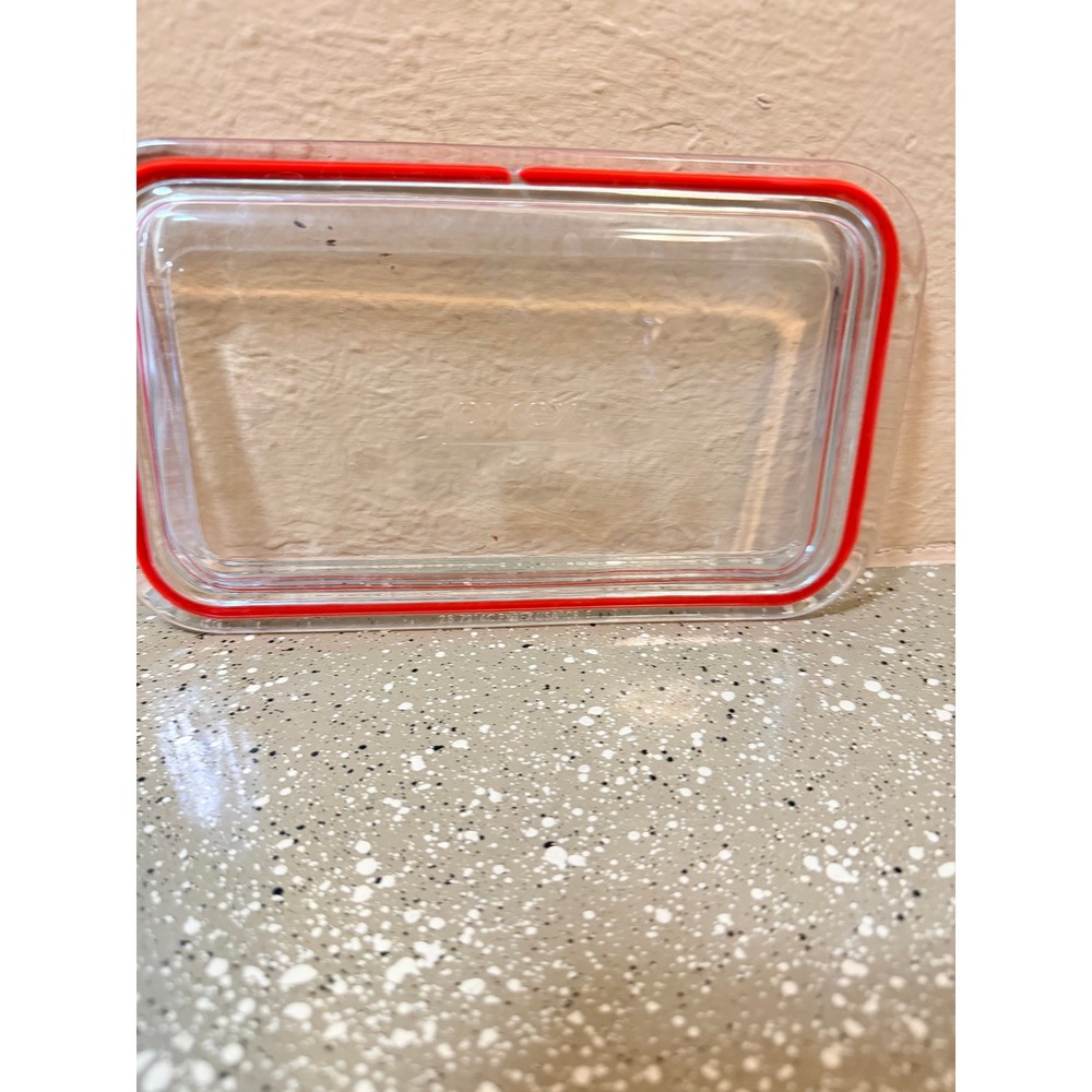 Pyrex 7214C Glass Replacement Lid with Red Seal for 4.8 Cup Rectangular top